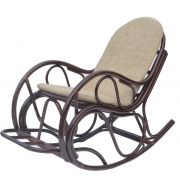 Кресло качалка из ротанга с подножкой - кофе