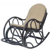 Кресло качалка с подножкой из ротанга - шоколад