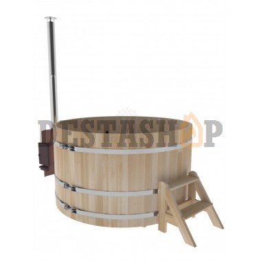 Купель для бани и сауны Bentwood с подогревом (D=1,8 H=1,0) c наружной печкой, премиум