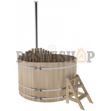 Купель для бани и сауны Bentwood с подогревом (D=2,1 H=1,2) c внутренней печкой, премиум