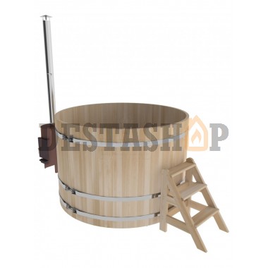 Купель для бани и сауны Bentwood с подогревом (D=1,8 H=1,2) c наружной печкой, премиум