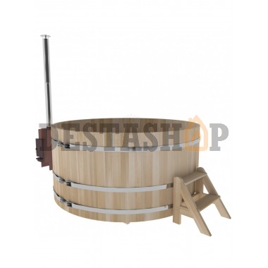 Купель для бани и сауны Bentwood с подогревом (D=2,1 H=1,0) c наружной печкой, премиум