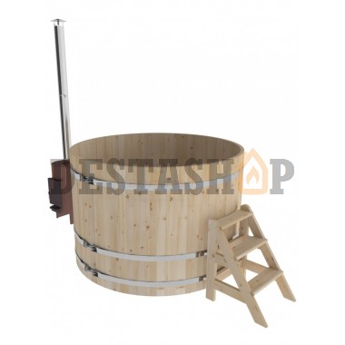 Купель для бани и сауны Bentwood с подогревом (D=1,8 H=1,2) c наружной печкой, стандарт