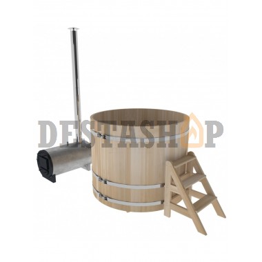 Купель для бани и сауны Bentwood с подогревом (D=1,5 H=1,2) с наружной печкой, премиум