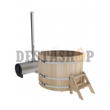 Купель для бани и сауны Bentwood с подогревом (D=1,5 H=1,0) с наружной печкой, премиум