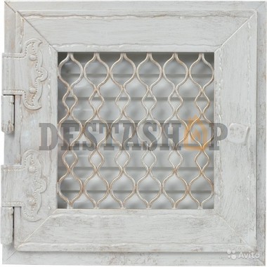 Решетка Kratki ретро белая с открывающейся дверкой 22x22